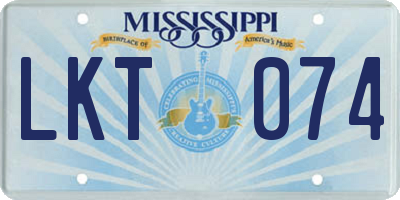 MS license plate LKT074