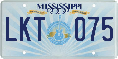 MS license plate LKT075