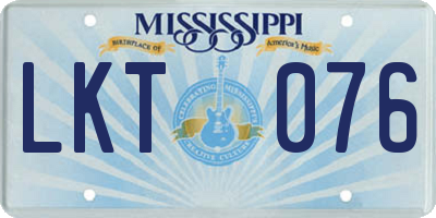 MS license plate LKT076