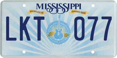 MS license plate LKT077