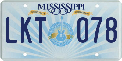 MS license plate LKT078