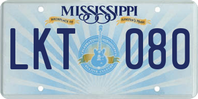 MS license plate LKT080