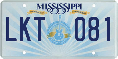 MS license plate LKT081