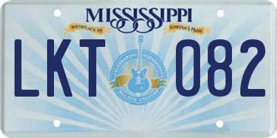 MS license plate LKT082