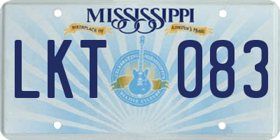 MS license plate LKT083