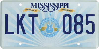 MS license plate LKT085