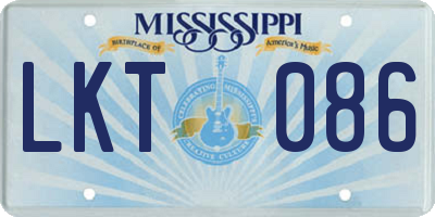MS license plate LKT086