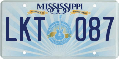 MS license plate LKT087
