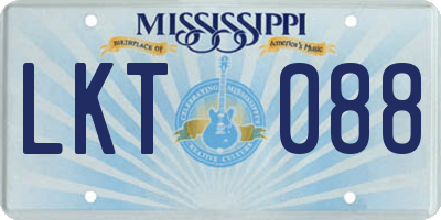 MS license plate LKT088
