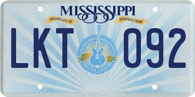 MS license plate LKT092