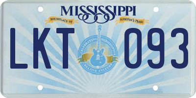 MS license plate LKT093