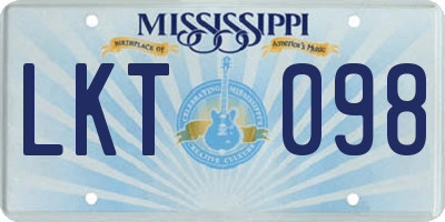 MS license plate LKT098