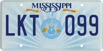 MS license plate LKT099