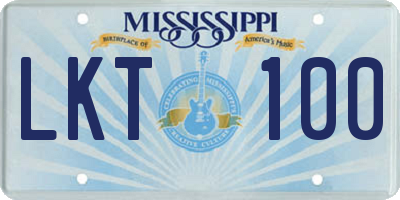 MS license plate LKT100