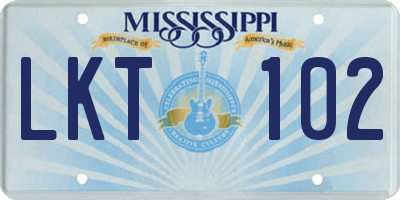 MS license plate LKT102