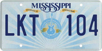 MS license plate LKT104