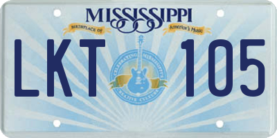 MS license plate LKT105