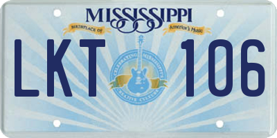 MS license plate LKT106