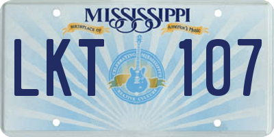 MS license plate LKT107
