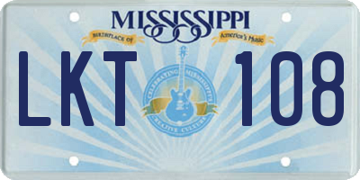MS license plate LKT108