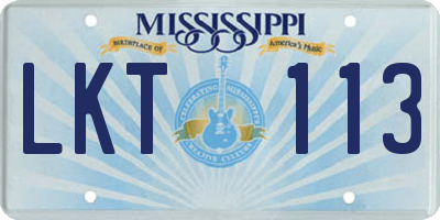 MS license plate LKT113