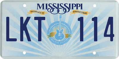 MS license plate LKT114