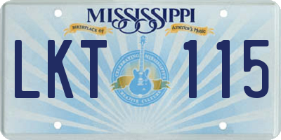 MS license plate LKT115