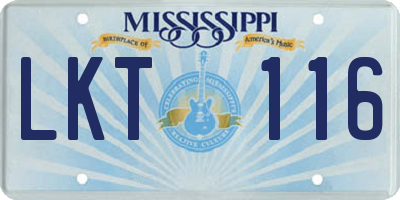 MS license plate LKT116
