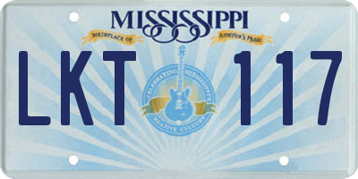 MS license plate LKT117
