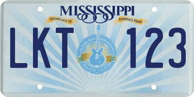 MS license plate LKT123