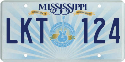MS license plate LKT124
