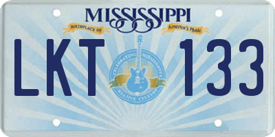 MS license plate LKT133