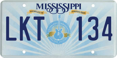 MS license plate LKT134