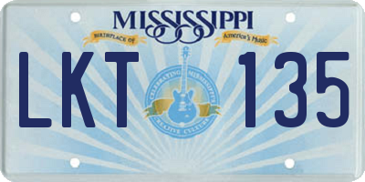 MS license plate LKT135