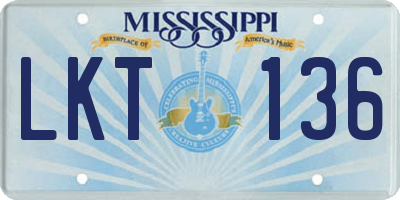 MS license plate LKT136