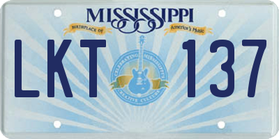 MS license plate LKT137