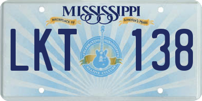 MS license plate LKT138