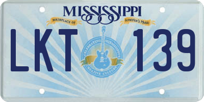 MS license plate LKT139