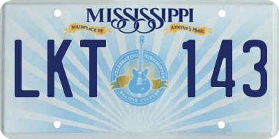 MS license plate LKT143