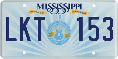 MS license plate LKT153