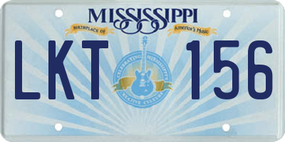 MS license plate LKT156