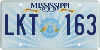 MS license plate LKT163