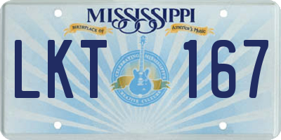 MS license plate LKT167
