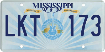 MS license plate LKT173