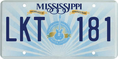 MS license plate LKT181