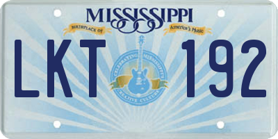 MS license plate LKT192