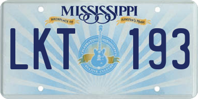 MS license plate LKT193