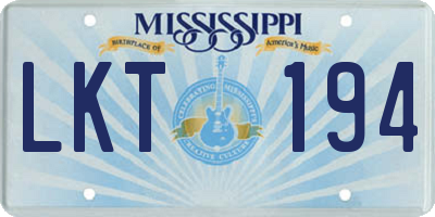 MS license plate LKT194