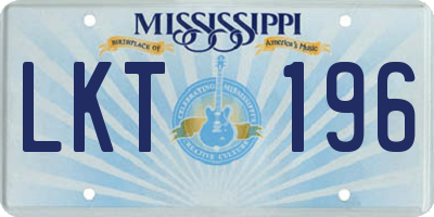 MS license plate LKT196