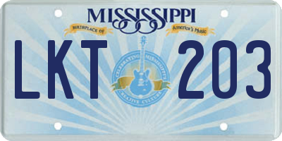 MS license plate LKT203